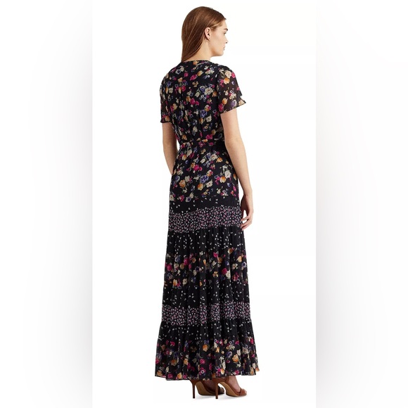LAUREN RALPH LAUREN MIXED FLORAL CRINKLED GEORGETTE MAXIDRESS - Picture 2 of 6